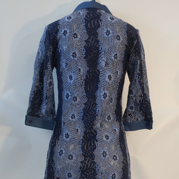 Womens Anne Fontaine Blue Navy Lace Blouse Top 36 US (0-2) - Picture 8 of 13